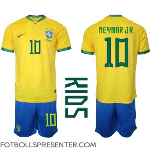 Brasilien Neymar Jr #10 Hemmatröja Barn VM 2022 Kortärmad (+ korta byxor)